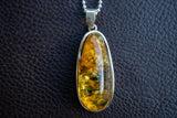 Oval Pendant in 925 Silver with Yellow Baltic Sea Amber