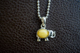 Elegant 925 Silver Elephant Pendant with Yellow Amber (small)