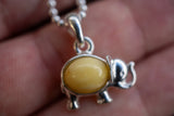 Elegant 925 Silver Elephant Pendant with Yellow Amber (small)