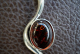 Pendentif serpent en argent 925 avec ambre cognac de la Mer Baltique