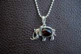 Elegant 925 Silver Elephant Pendant with Cherry Amber (Large)