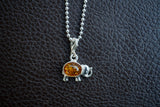 Elegant 925 Silver Elephant Pendant with Cognac Amber (small)