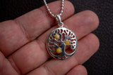 Pendentif Arbre de Vie en Argent 925 avec Ambre Jaune Naturel de la Mer Baltique