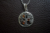 Pendentif Arbre de Vie en Argent 925 avec Ambre Cognac Naturel de la Mer Baltique