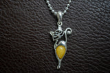 Pendentif Chat en Argent 925 avec Ambre Jaune de la Mer Baltique