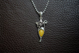 Pendentif Chat en Argent 925 avec Ambre Jaune de la Mer Baltique