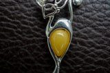 Pendentif Chat en Argent 925 avec Ambre Jaune de la Mer Baltique