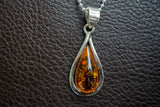 Pendentif en Argent 925 avec Ambre Cognac de la Mer Baltique