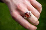 Bague avec ambre cognac