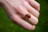 Bague ovale avec ambre cognac