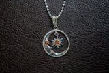 Pendentif soleil et lune en argent 925 avec ambres cognacs de la Mer Baltique