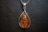 925 Silver Pendant with Baltic Sea Cognac Amber