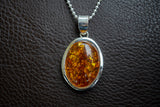 925 Silver Pendant with Baltic Sea Cognac Amber