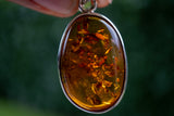 925 Silver Pendant with Baltic Sea Cognac Amber