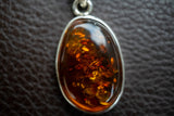 925 Silver Pendant with Baltic Sea Cognac Amber