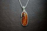 925 Silver Pendant with Baltic Sea Cognac Amber