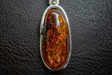 925 Silver Pendant with Baltic Sea Cognac Amber