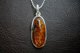 925 Silver Pendant with Baltic Sea Cognac Amber