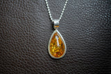 925 Silver Pendant with Baltic Sea Cognac Amber