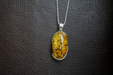 925 Silver Pendant with Oval Yellow Amber from the Baltic Sea