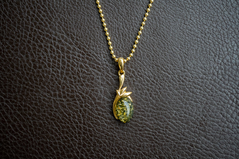 Vermeil Pendant with Green Baltic Amber