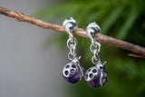 925 Silver and Amethyst Ladybug Earrings (small)