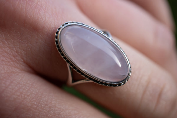 Grande Bague ovale avec quartz rose