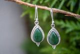 925 silver earrings with drop-shaped nephrite (jade) stones