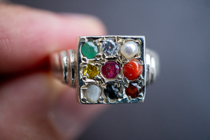 Navaratna Ring in 925 Silver